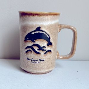 New Smyrna Beach Florida Pottery Mug Tea Coffee Mug Dolphins Marine Life